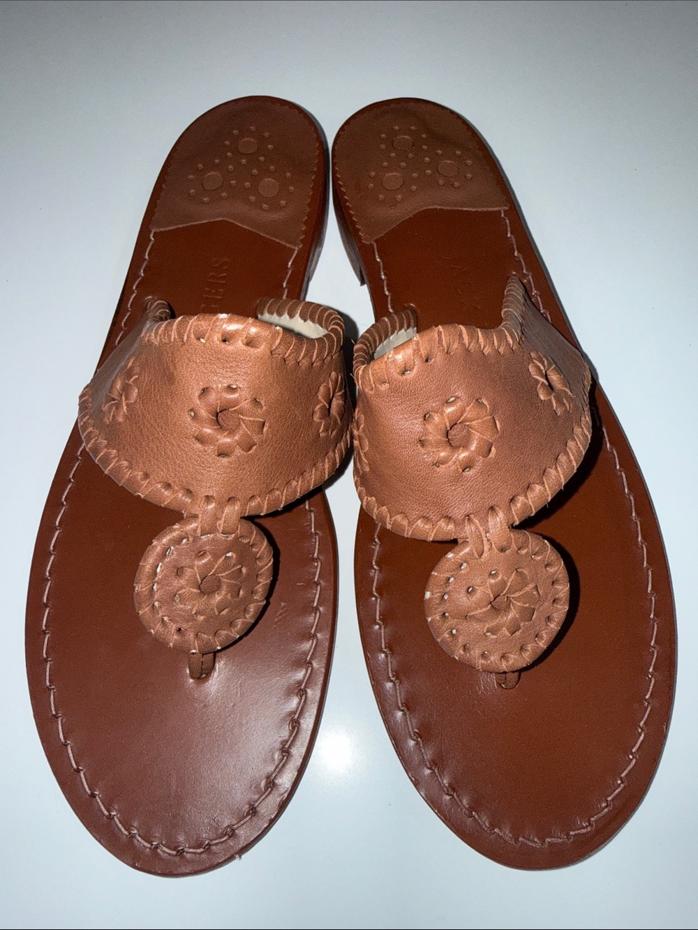 NEW Jack Rogers Cognac Leather Sandals